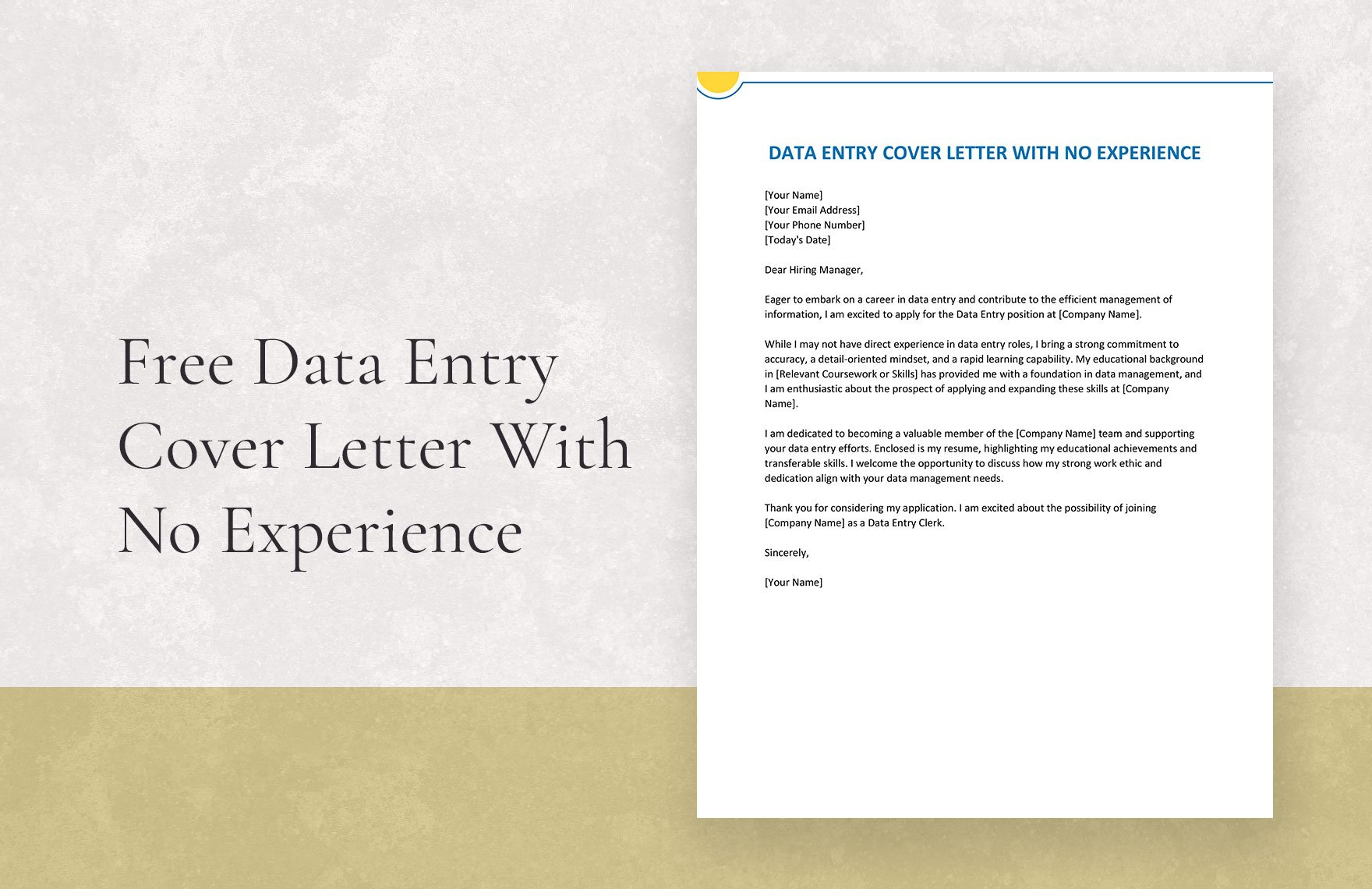 Data Entry Cover Letter With No Experience