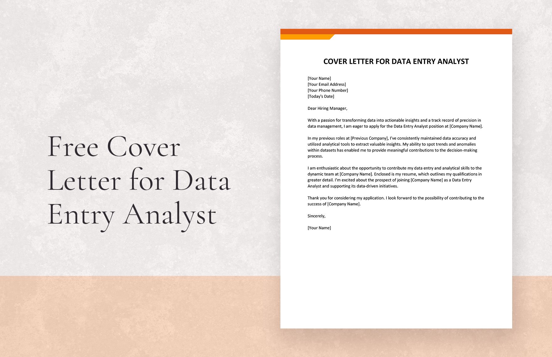 Cover Letter for Data Entry Analyst