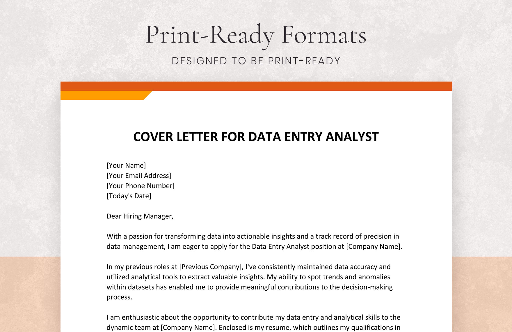 Cover Letter for Data Entry Analyst