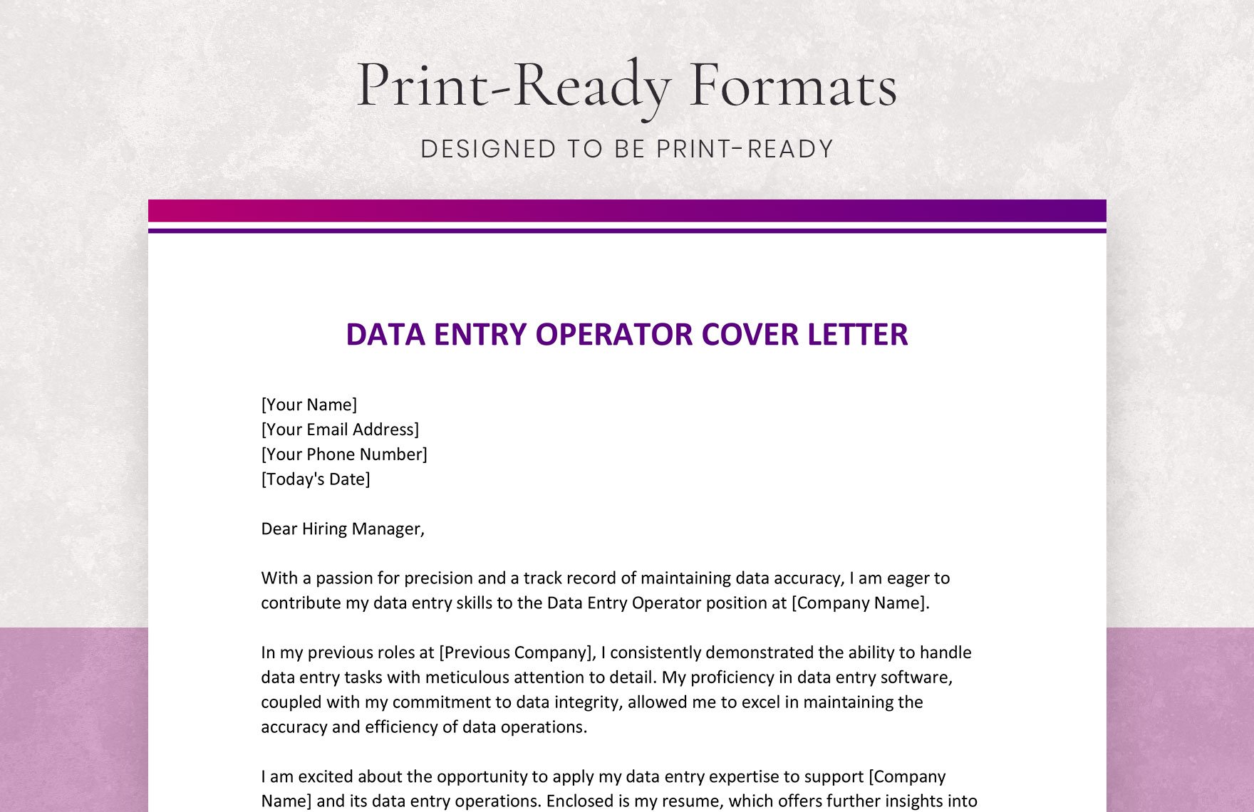 Data Entry Operator Cover Letter