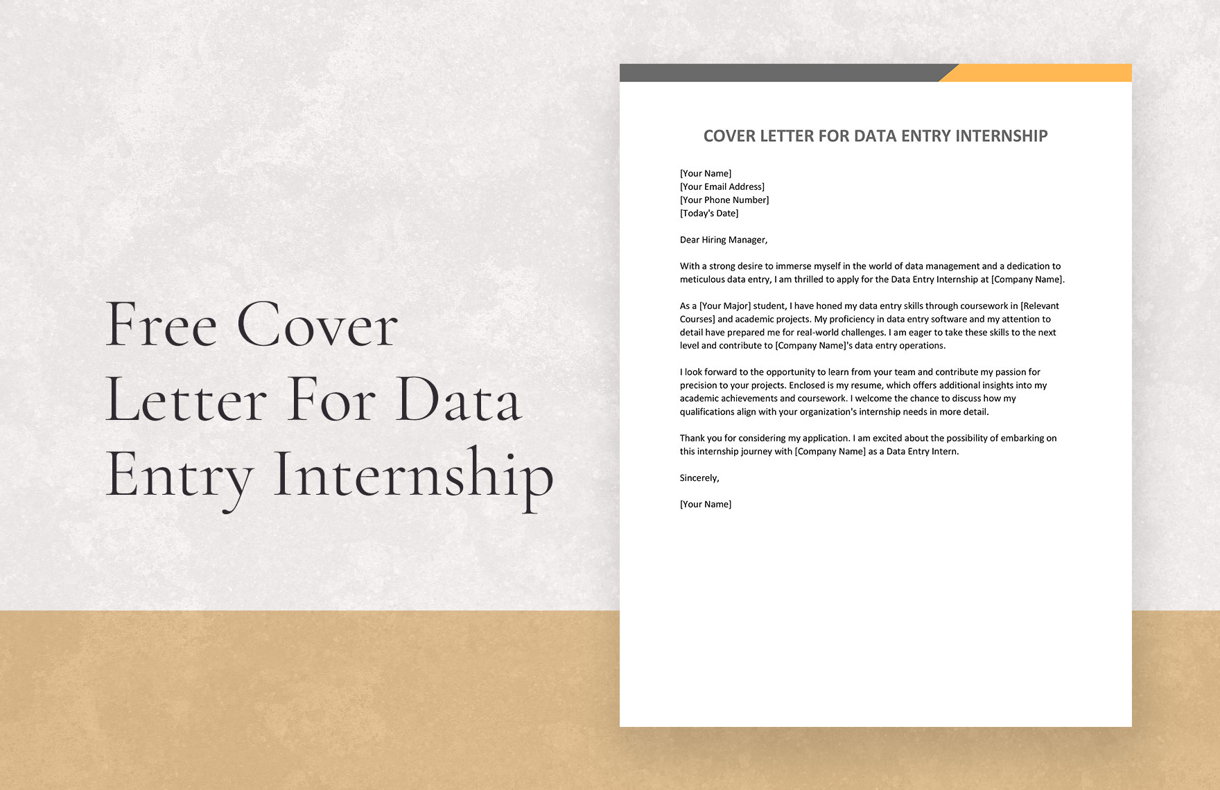 cover letter for data entry internship