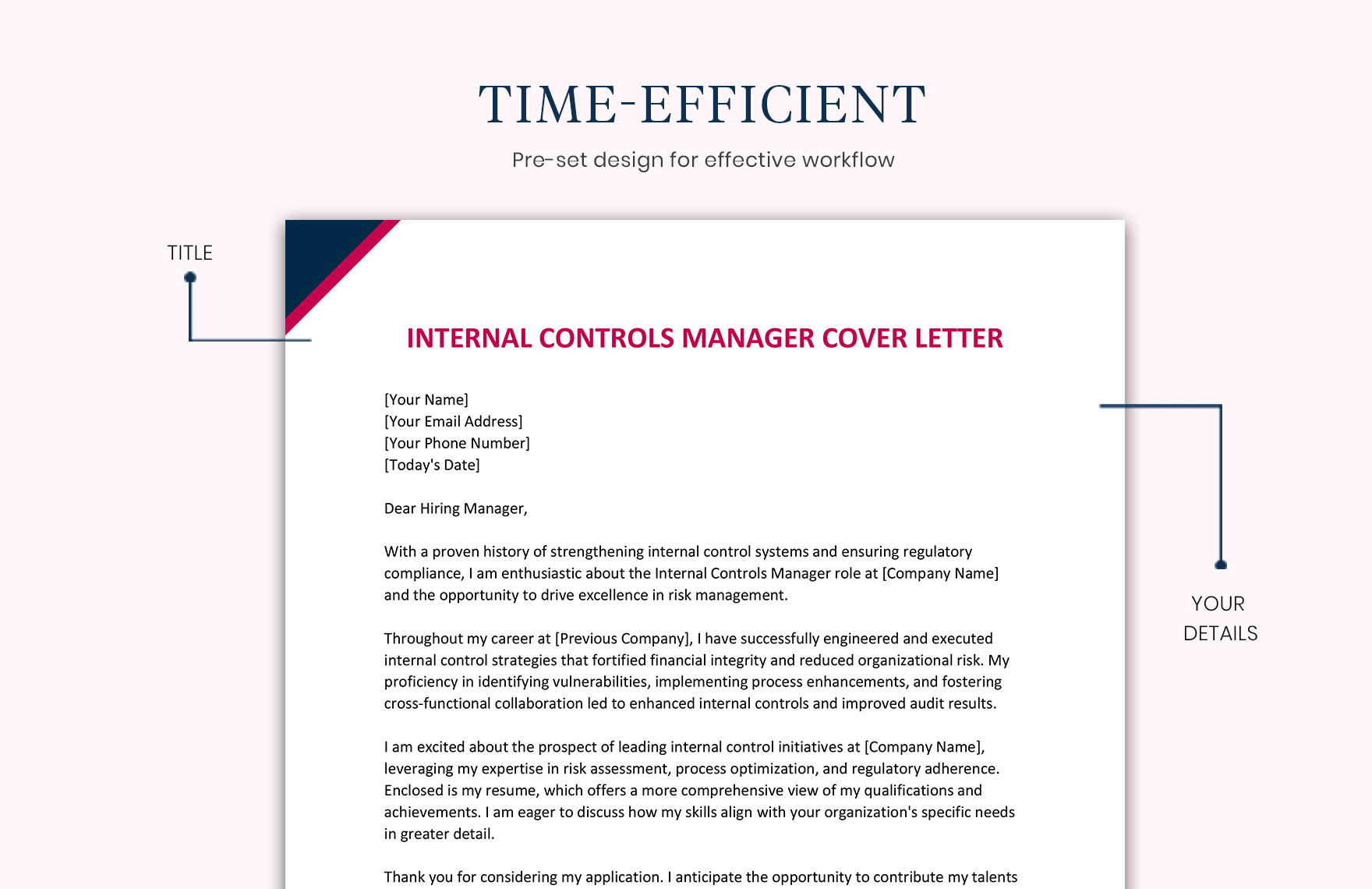 Internal Controls Manager Cover Letter