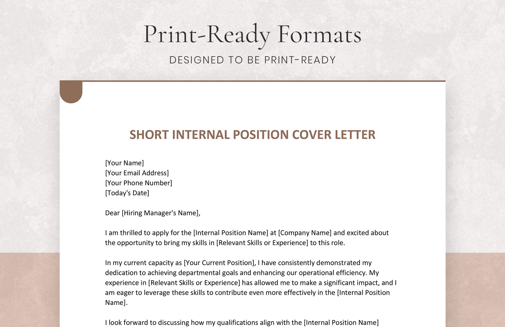 Short Internal Position Cover Letter