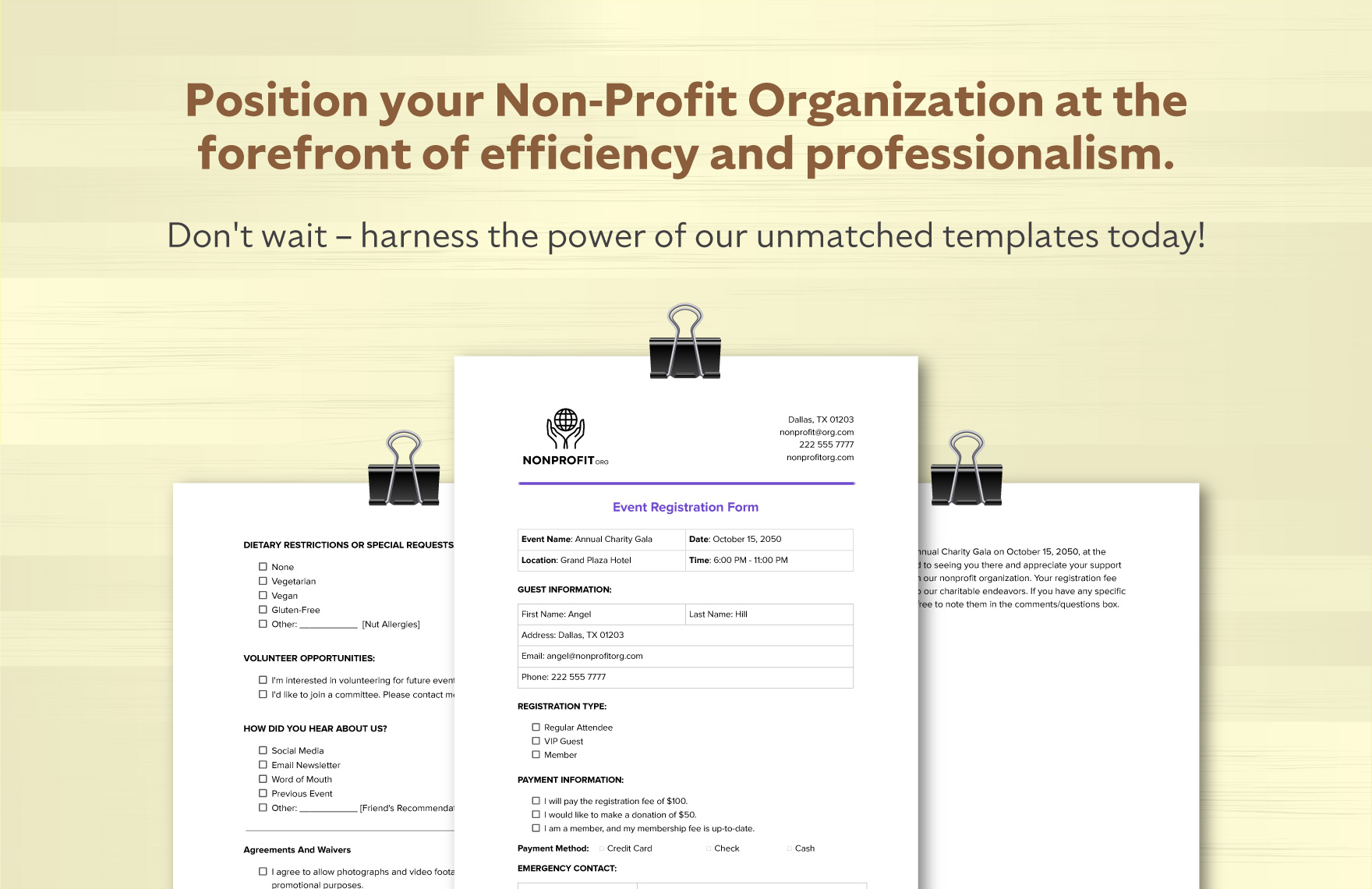 Nonprofit Organization Guest Registration Form Template