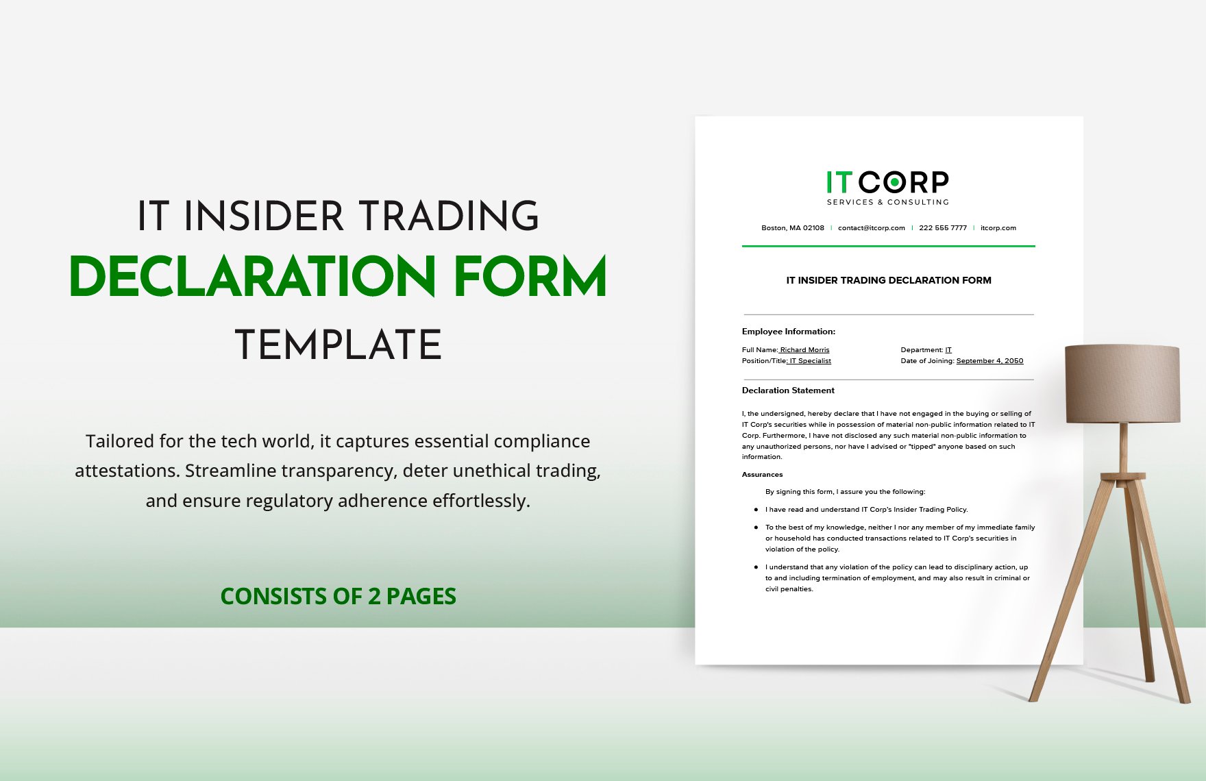IT Insider Trading Declaration Form Template