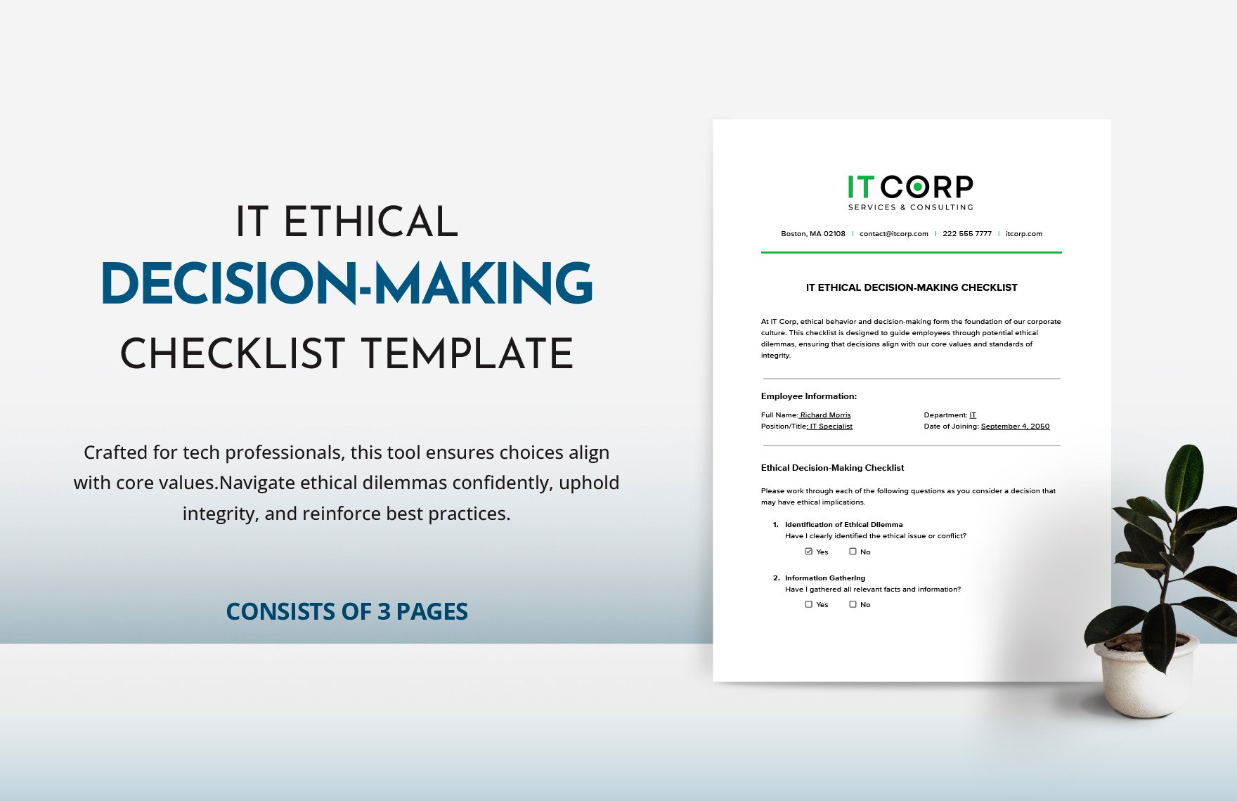 IT Ethical Decision-Making Checklist Template