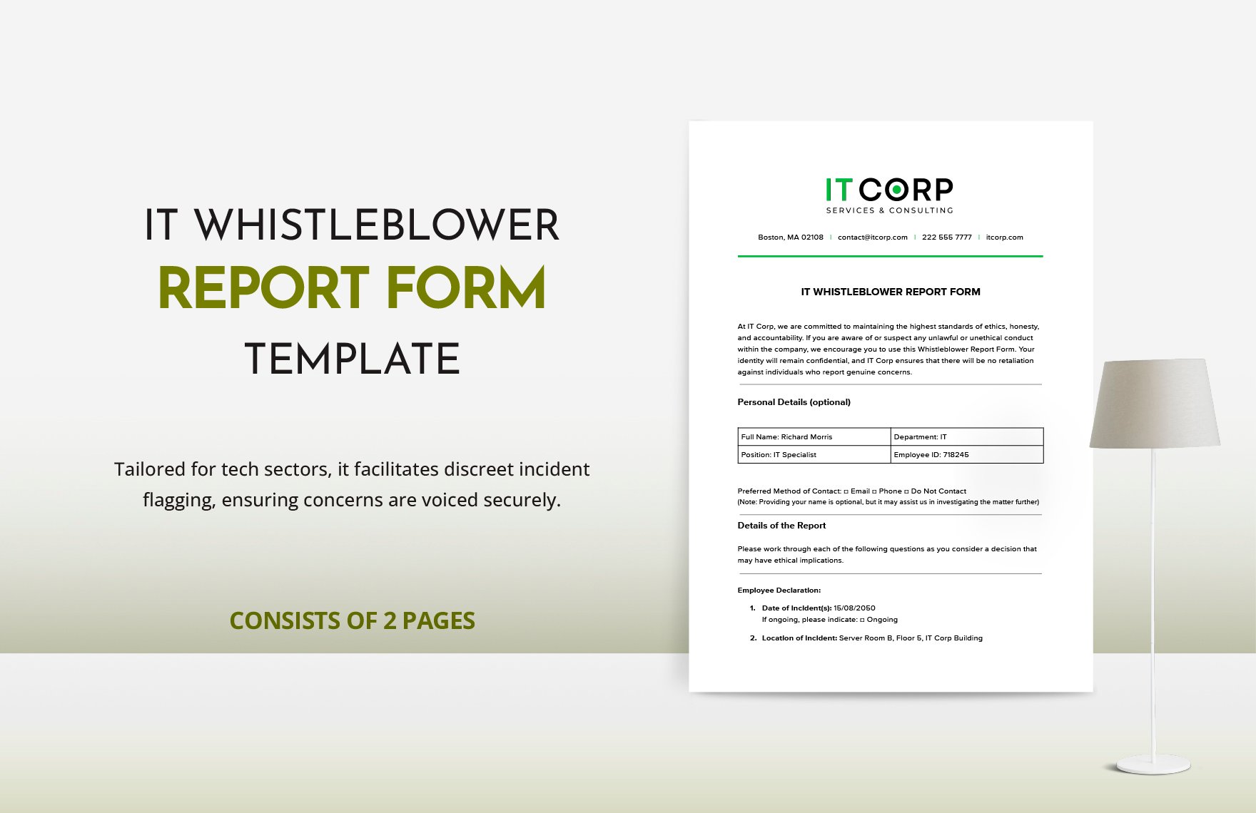 IT Whistleblower Report Form Template