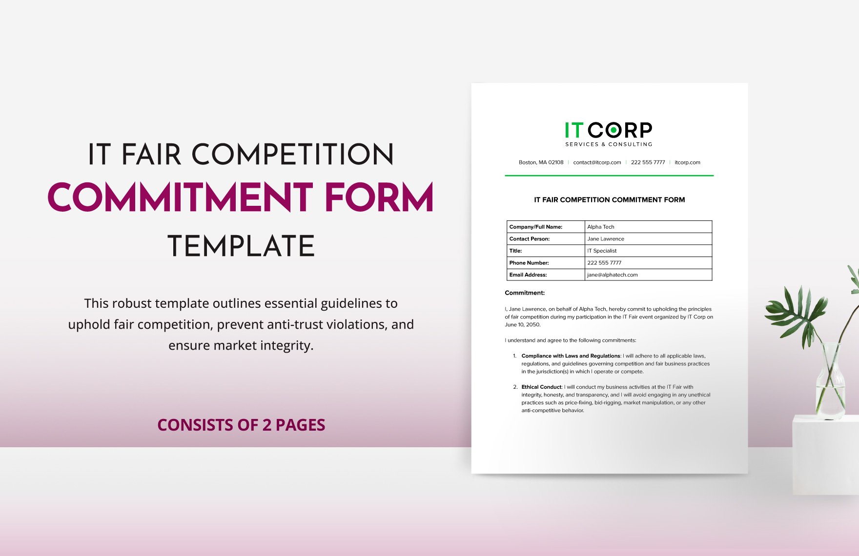 IT Fair Competition Commitment Form Template