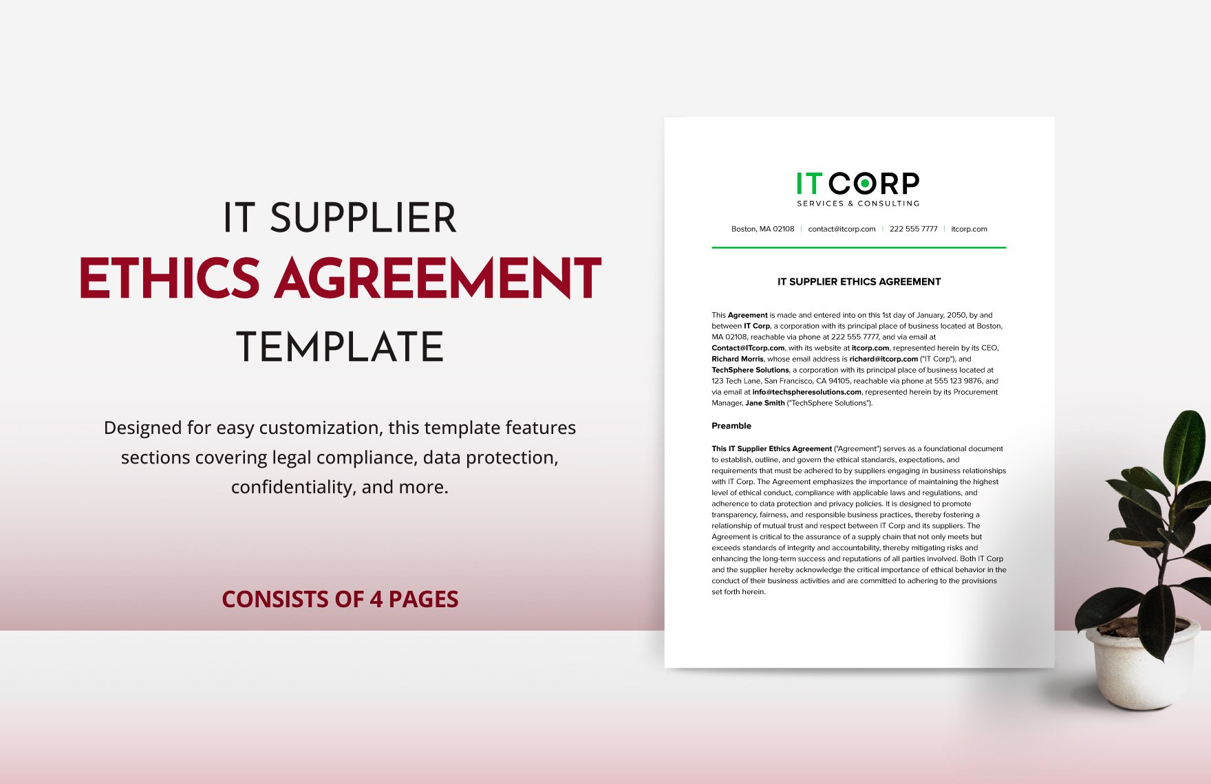 IT Supplier Ethics Agreement Template in Word, Google Docs, PDF