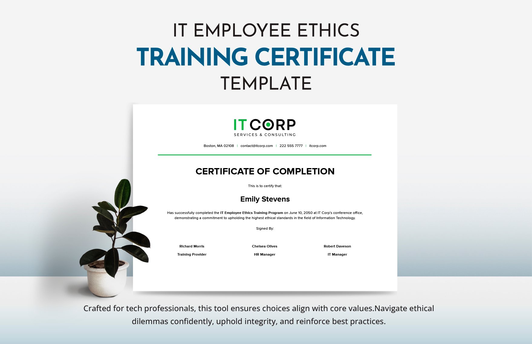 IT Employee Ethics Training Certificate Template