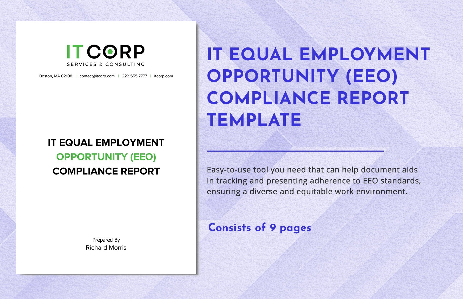 IT Equal Employment Opportunity (EEO) Compliance Report Template in Word, Google Docs, PDF