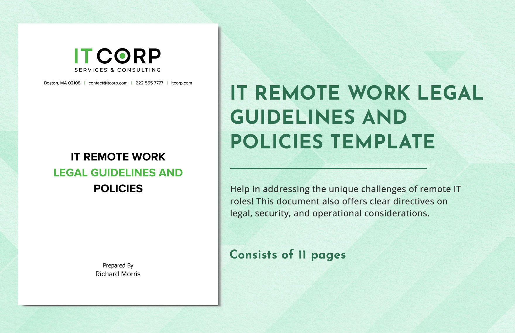 IT Remote Work Legal Guidelines and Policies Template in Word, Google Docs, PDF