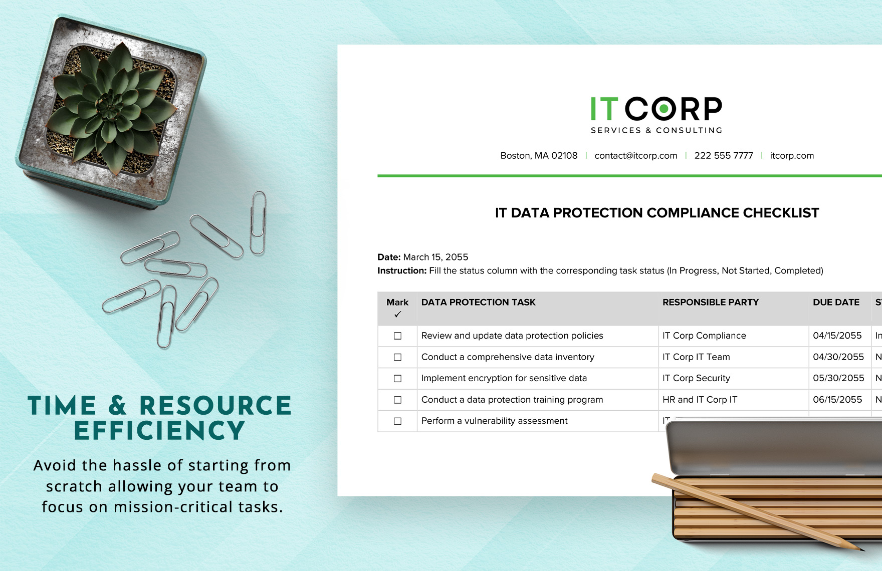IT Data Protection Compliance Checklist Template