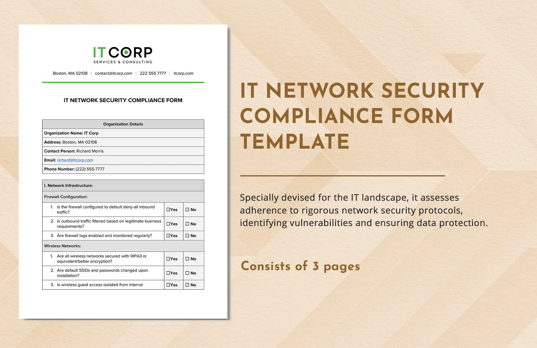 IT Network Security Compliance Form Template in Word, Google Docs, PDF
