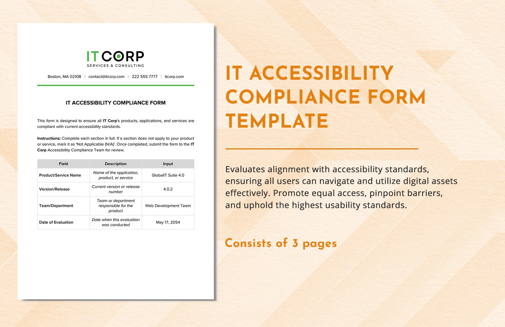 IT Accessibility Compliance Form Template in Word, Google Docs, PDF