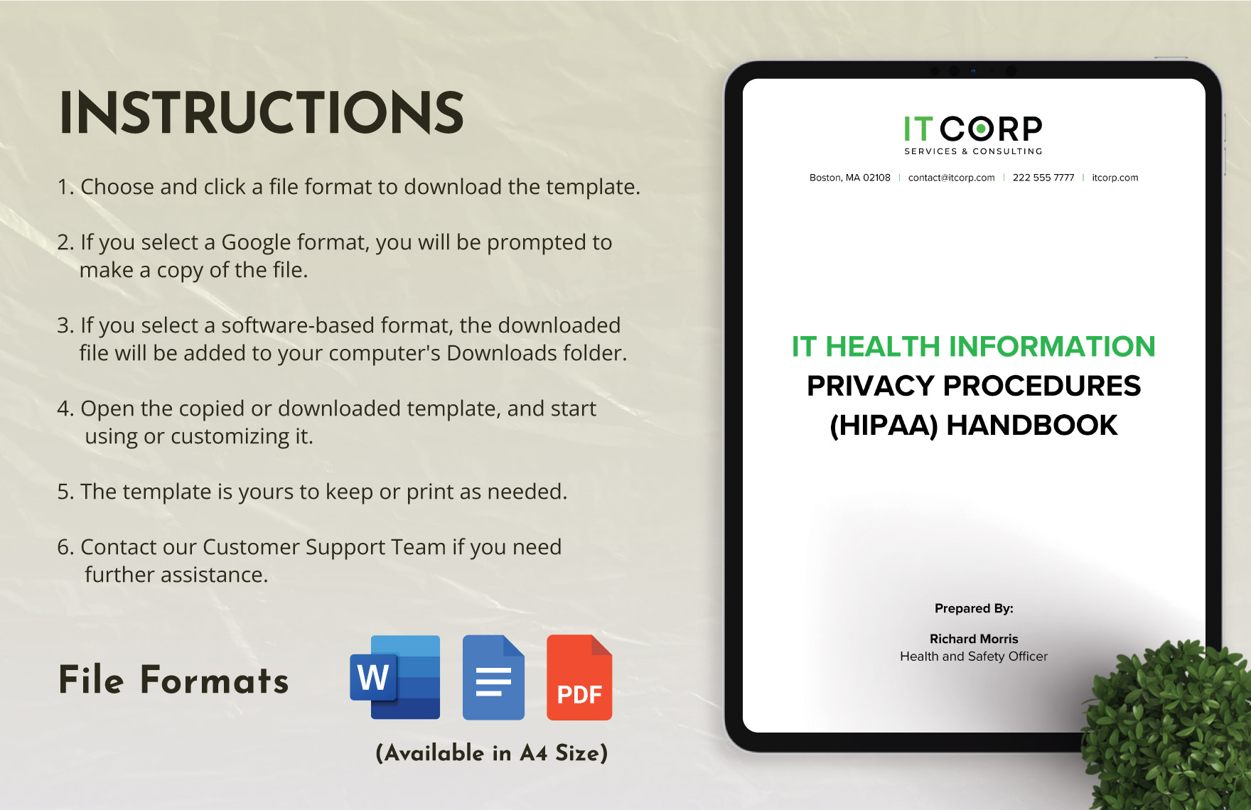 IT Health Information Privacy Procedures (HIPAA) Handbook Template