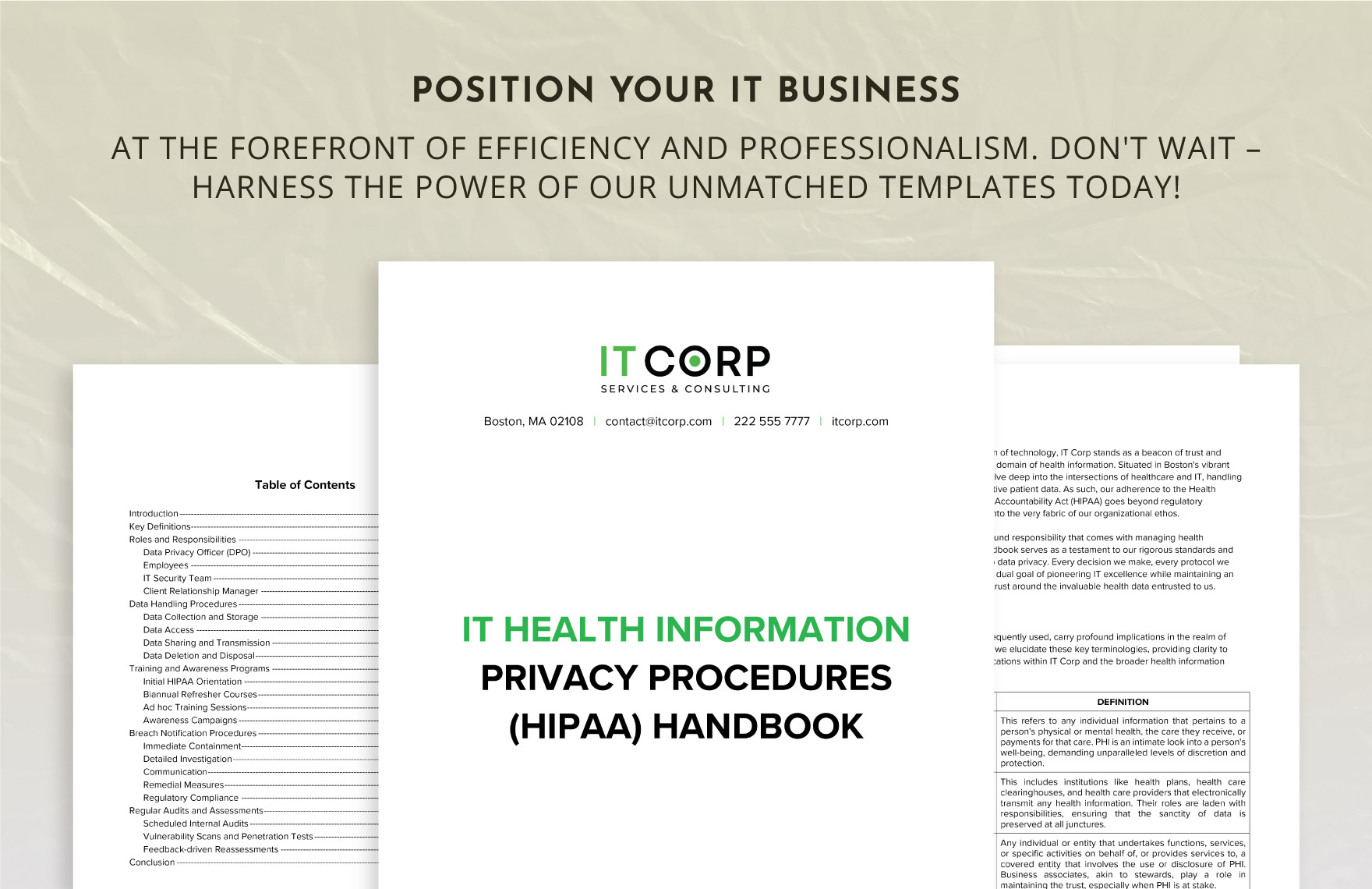 IT Health Information Privacy Procedures (HIPAA) Handbook Template