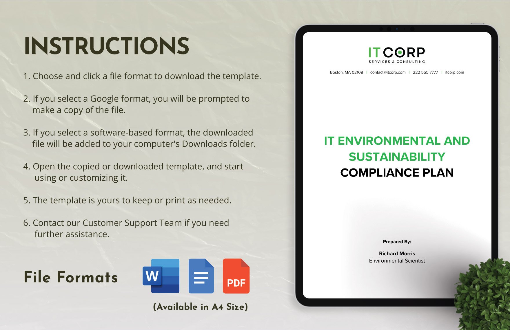 IT Environmental and Sustainability Compliance Plan Template