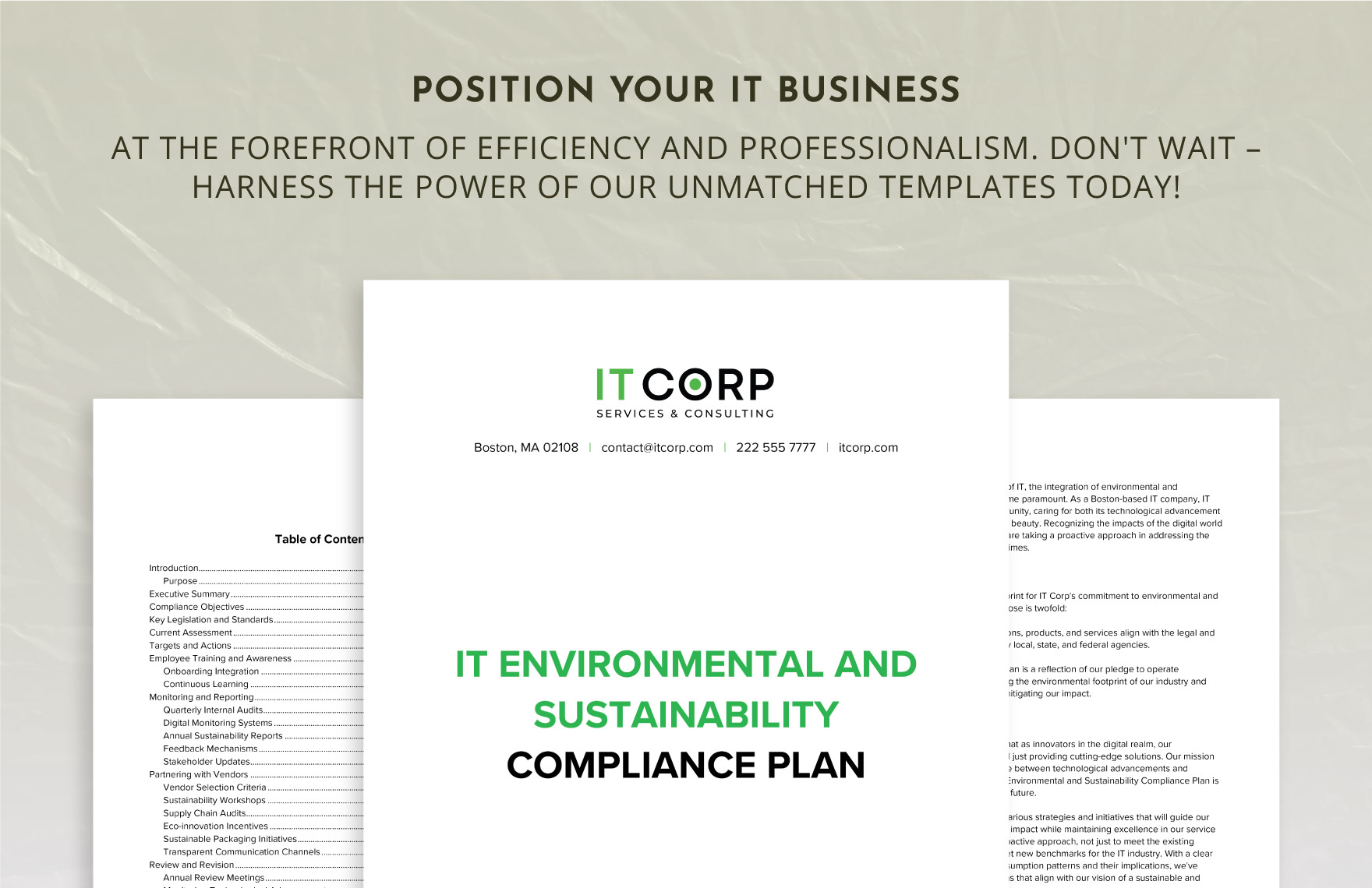 IT Environmental and Sustainability Compliance Plan Template