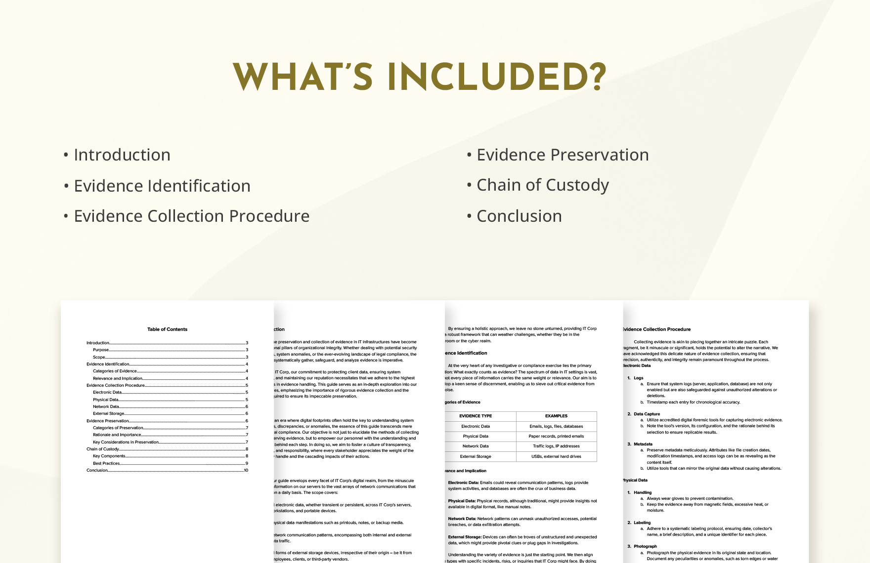 IT Evidence Collection and Preservation Guide Template