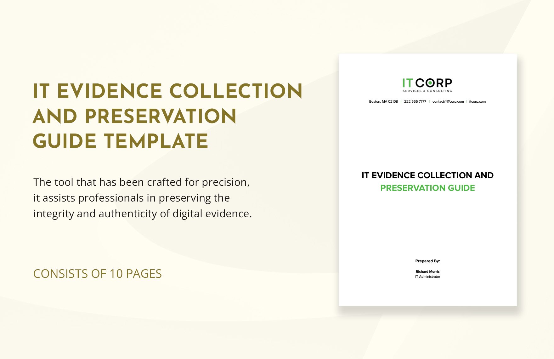 IT Evidence Collection and Preservation Guide Template in Word, Google Docs, PDF