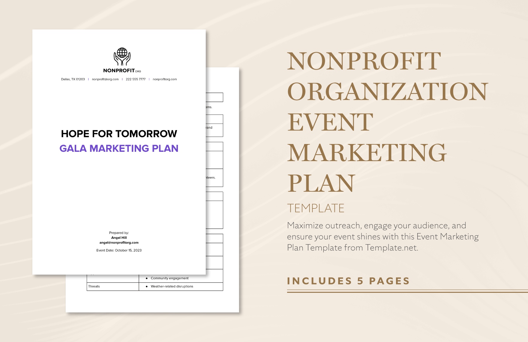 Nonprofit Organization Event Marketing Plan Template