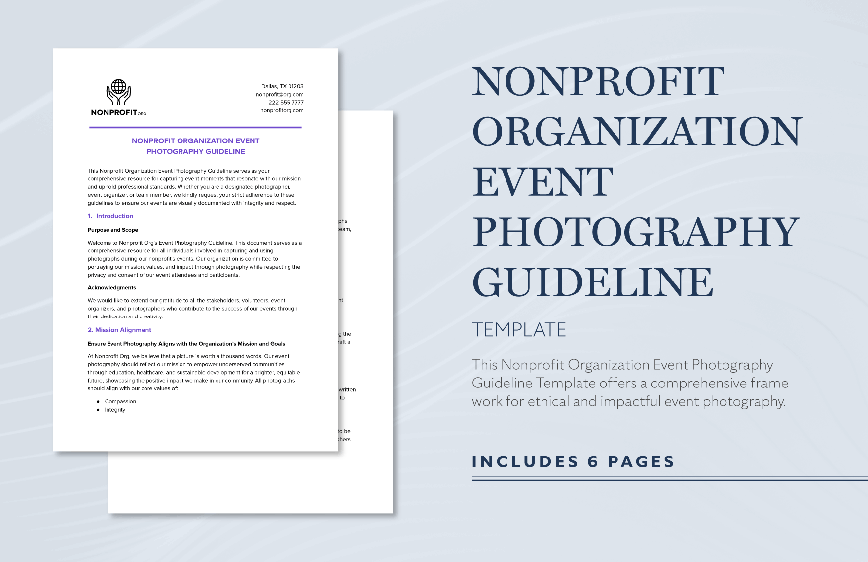 Nonprofit Organization Event Photography Guideline Template