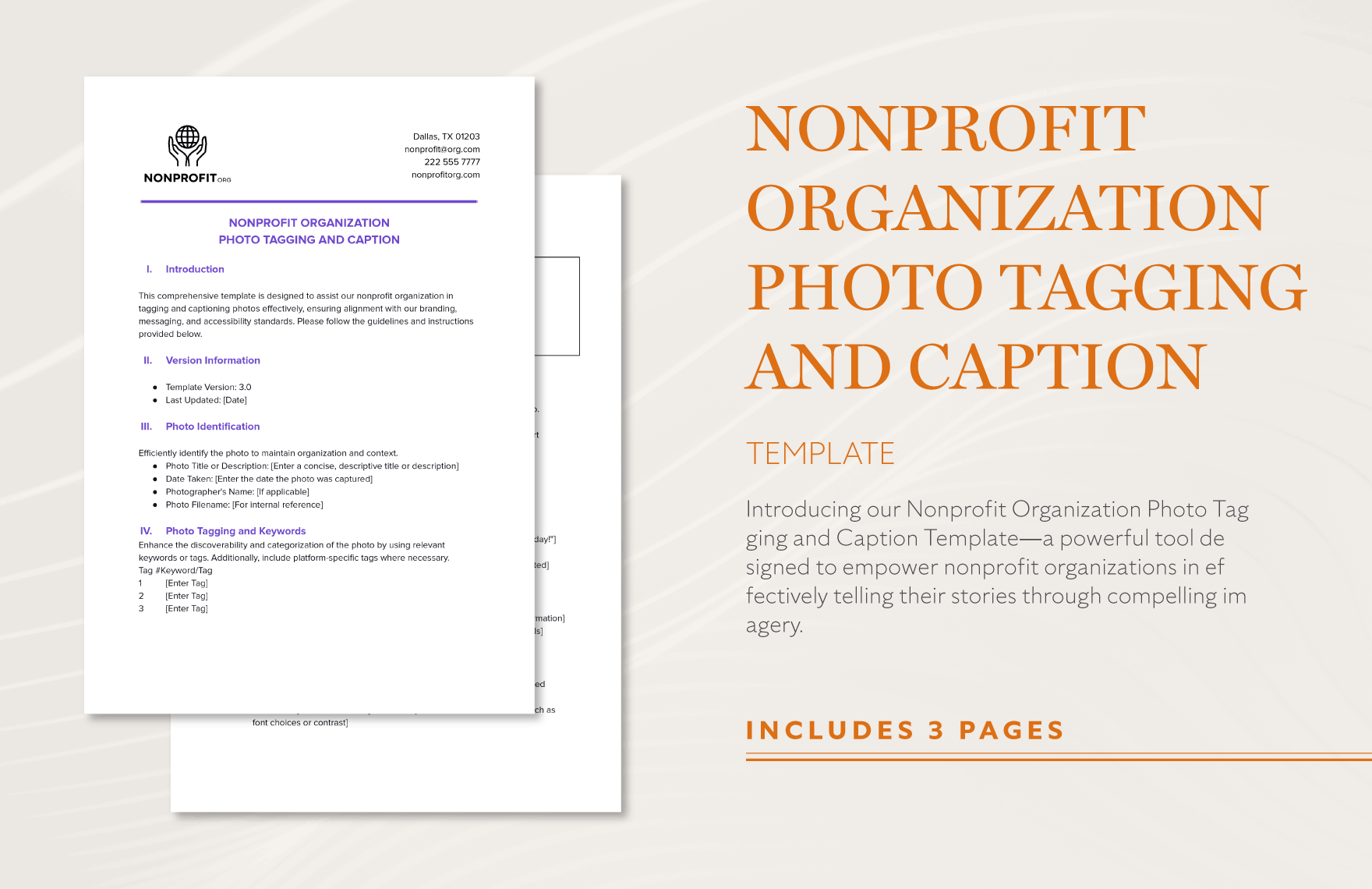 Nonprofit Organization Photo Tagging and Caption Template