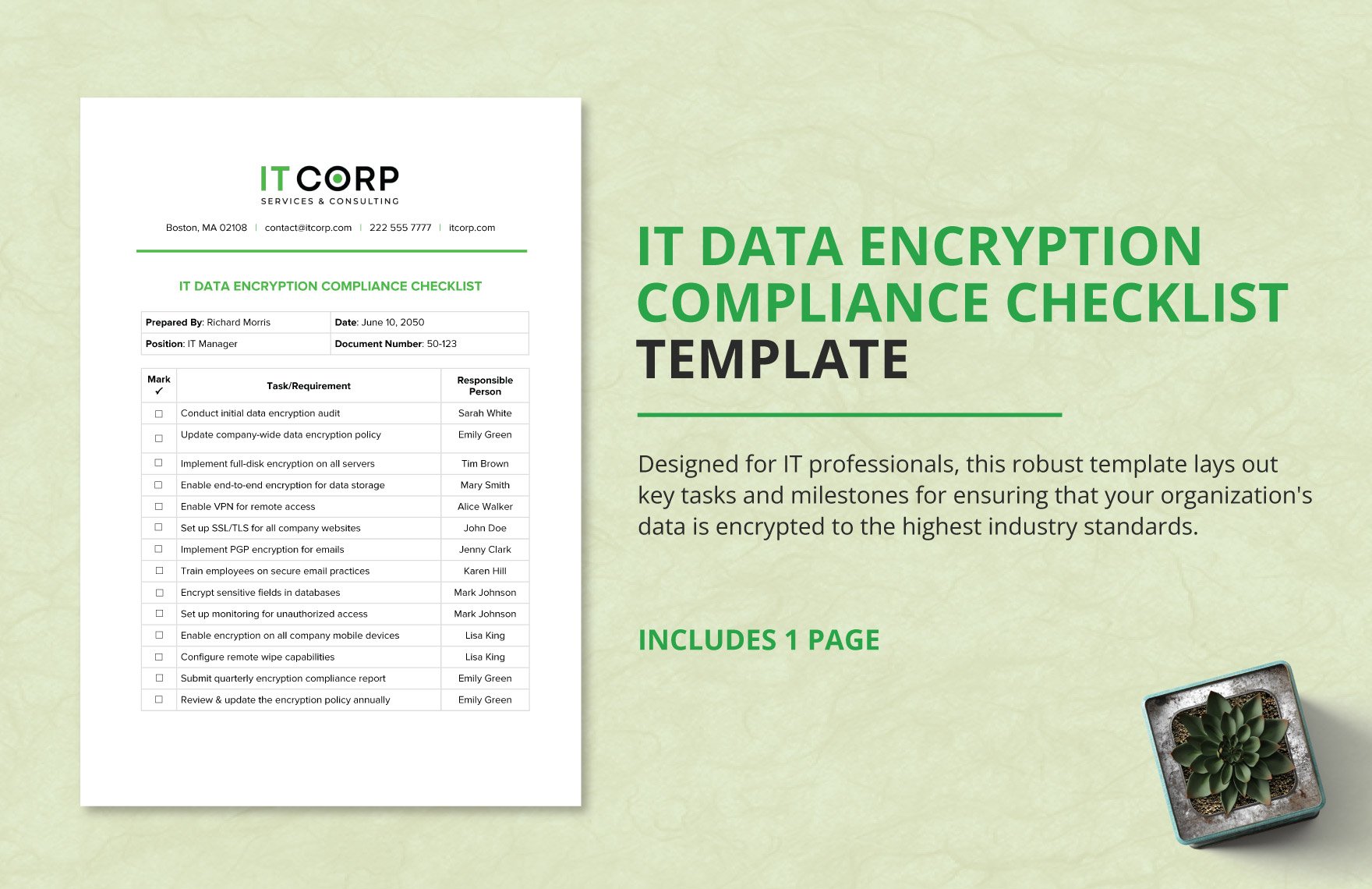 IT Data Encryption Compliance Checklist Template