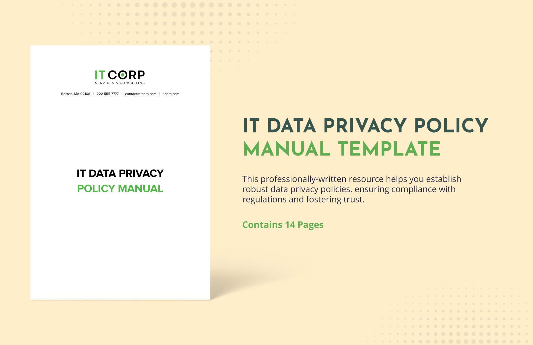 IT Data Privacy Policy Manual Template in Word, Google Docs, PDF