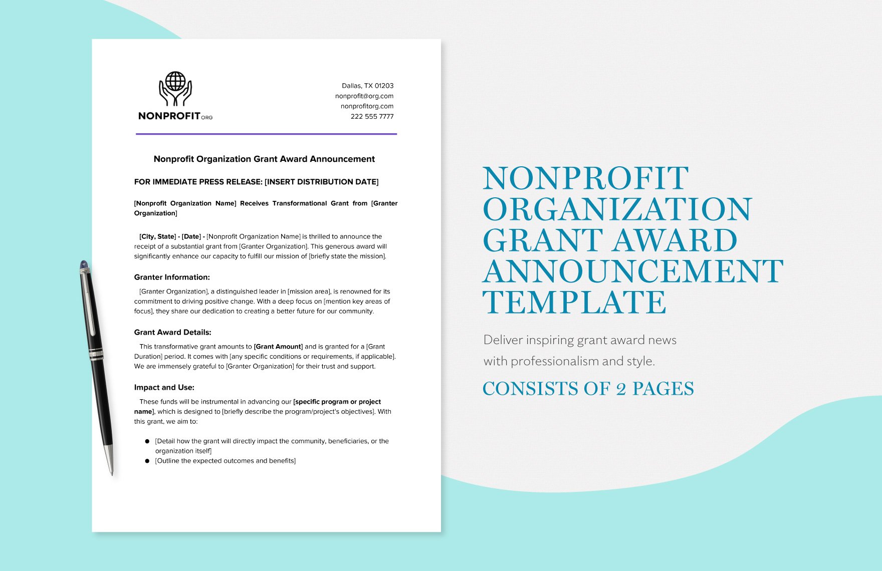 Nonprofit Organization Grant Award Announcement Template