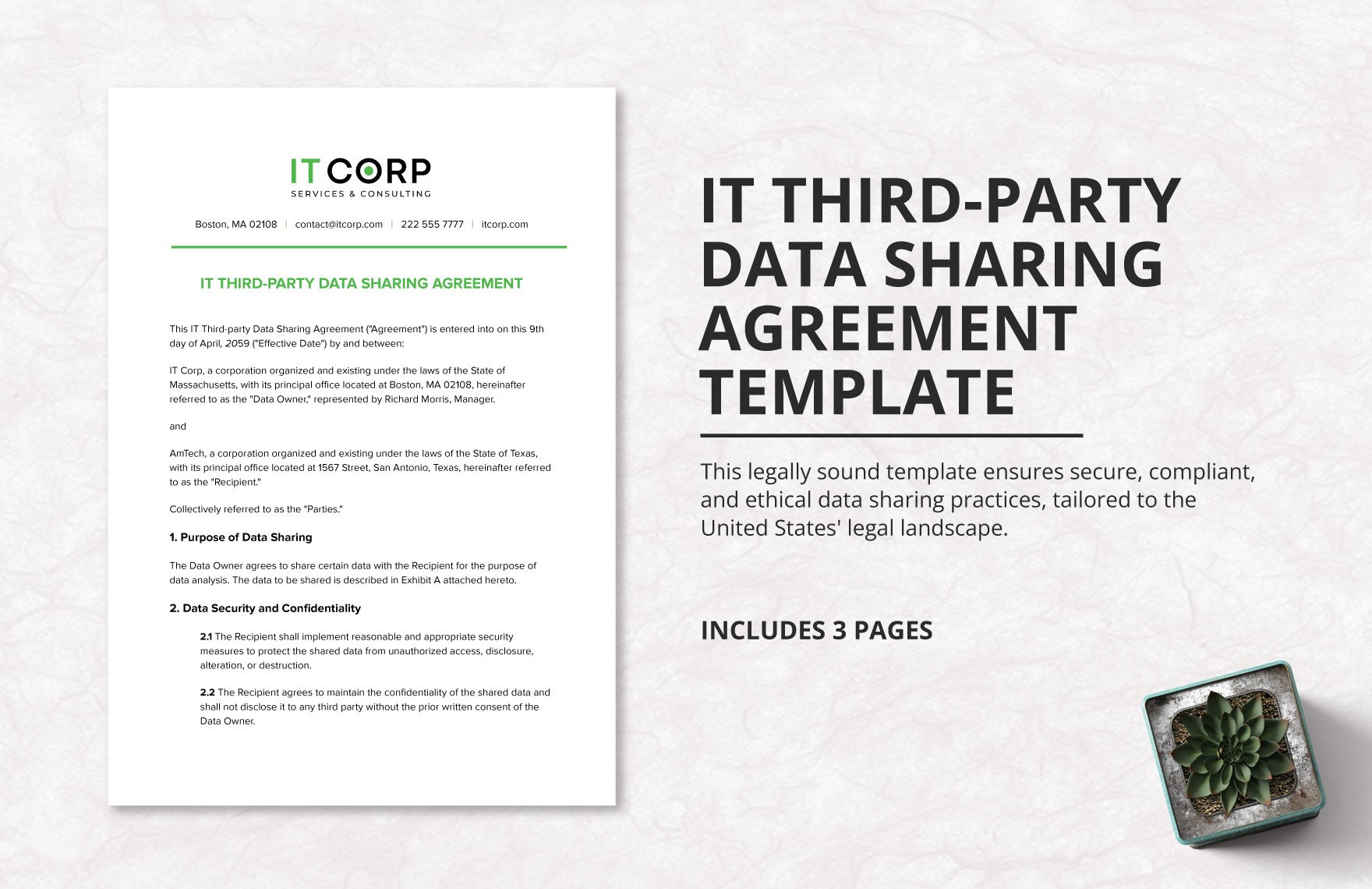 IT Third-party Data Sharing Agreement Template