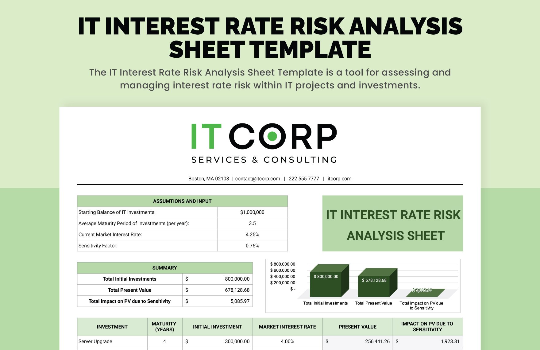 IT Interest Rate Risk Analysis Sheet Template