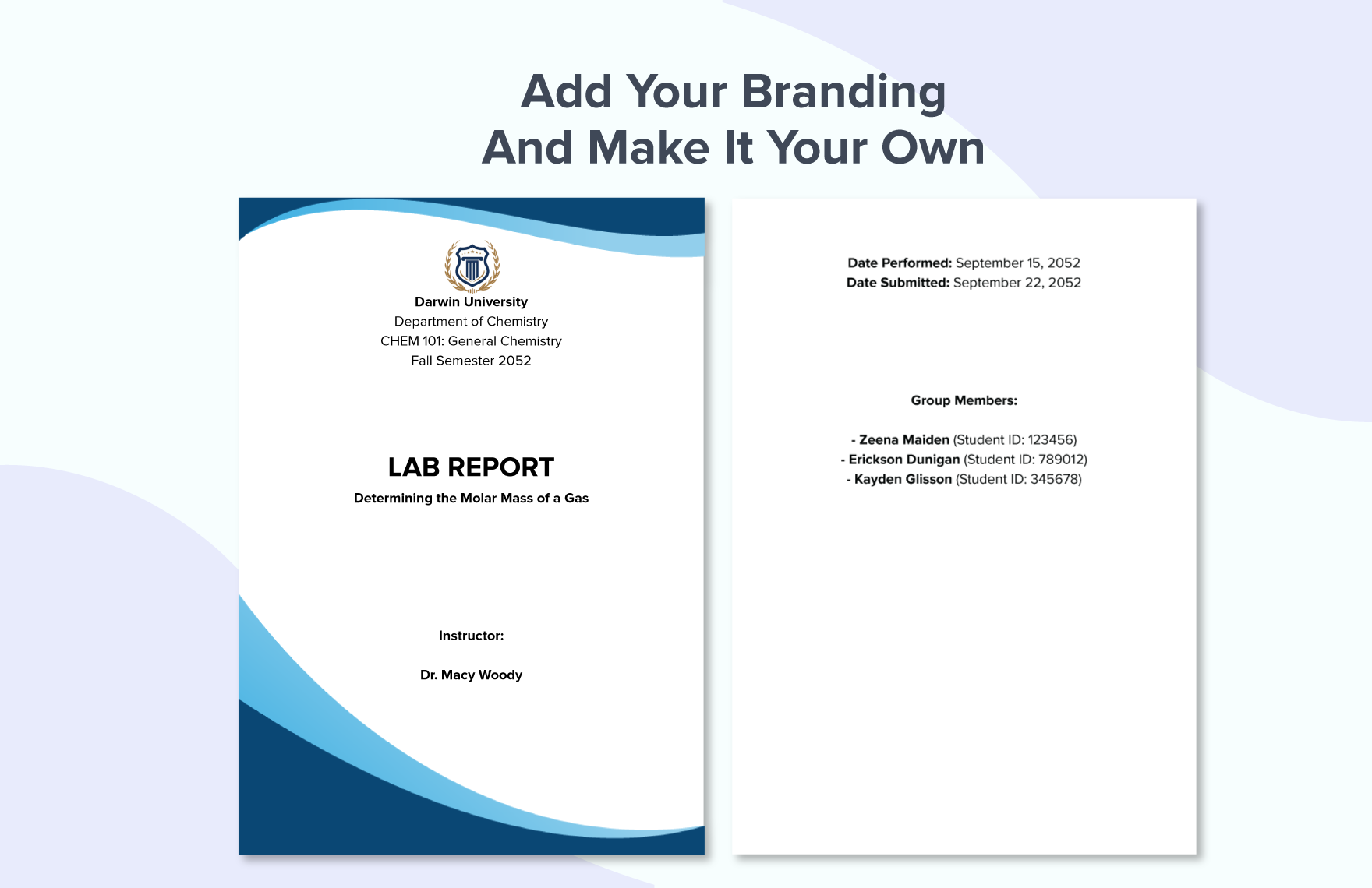 Lab Report Cover Page Template