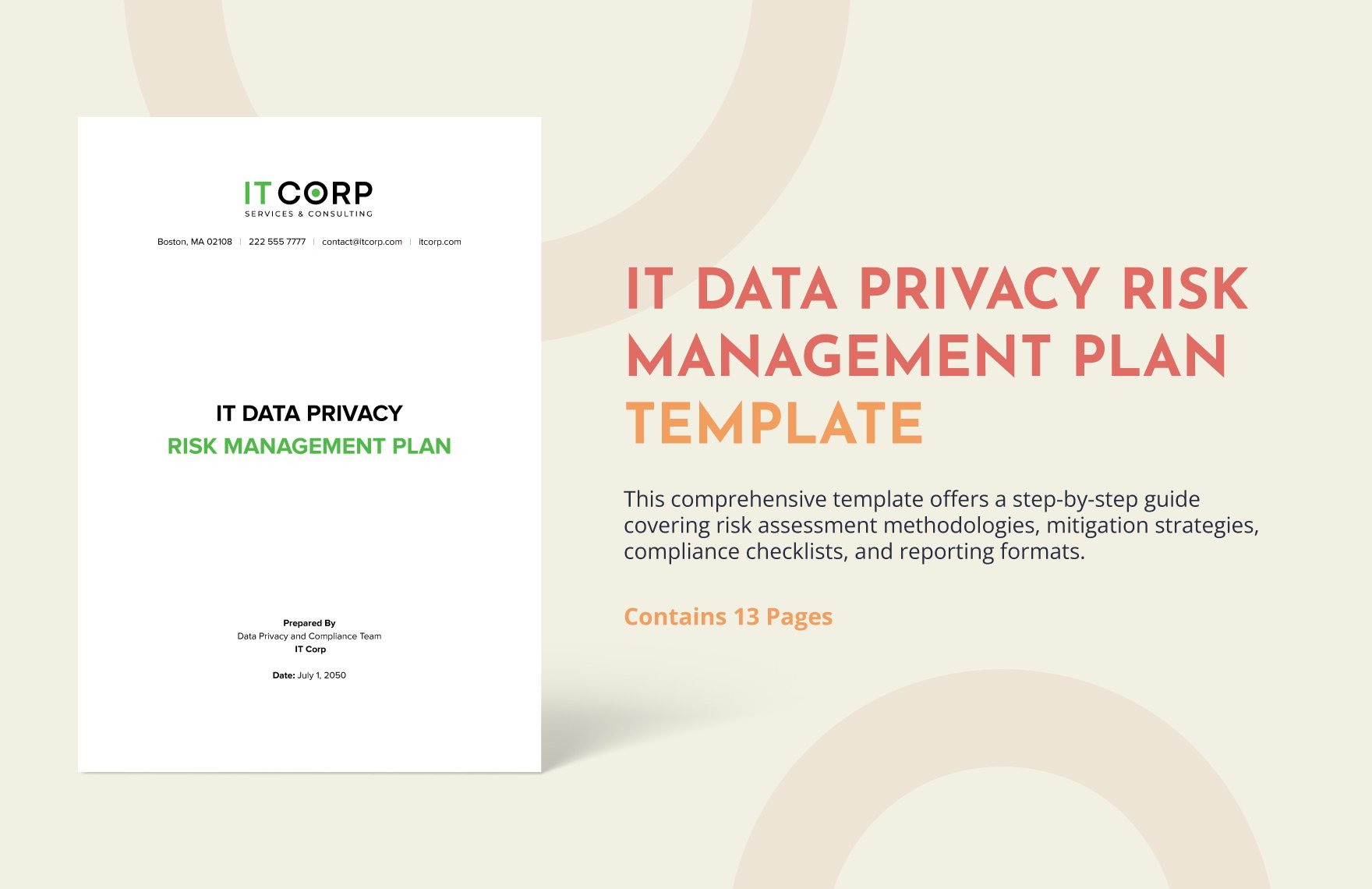IT Data Privacy Risk Management Plan Template