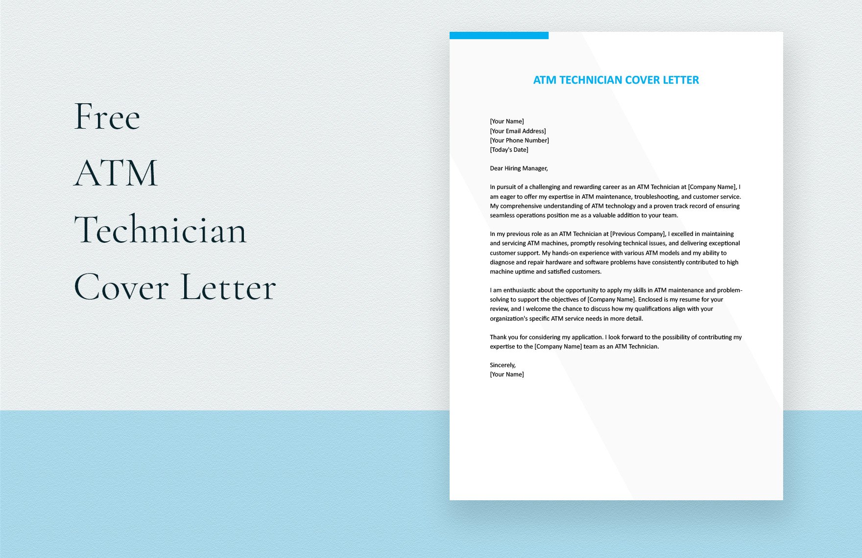 ATM Technician Cover Letter in Word, Google Docs