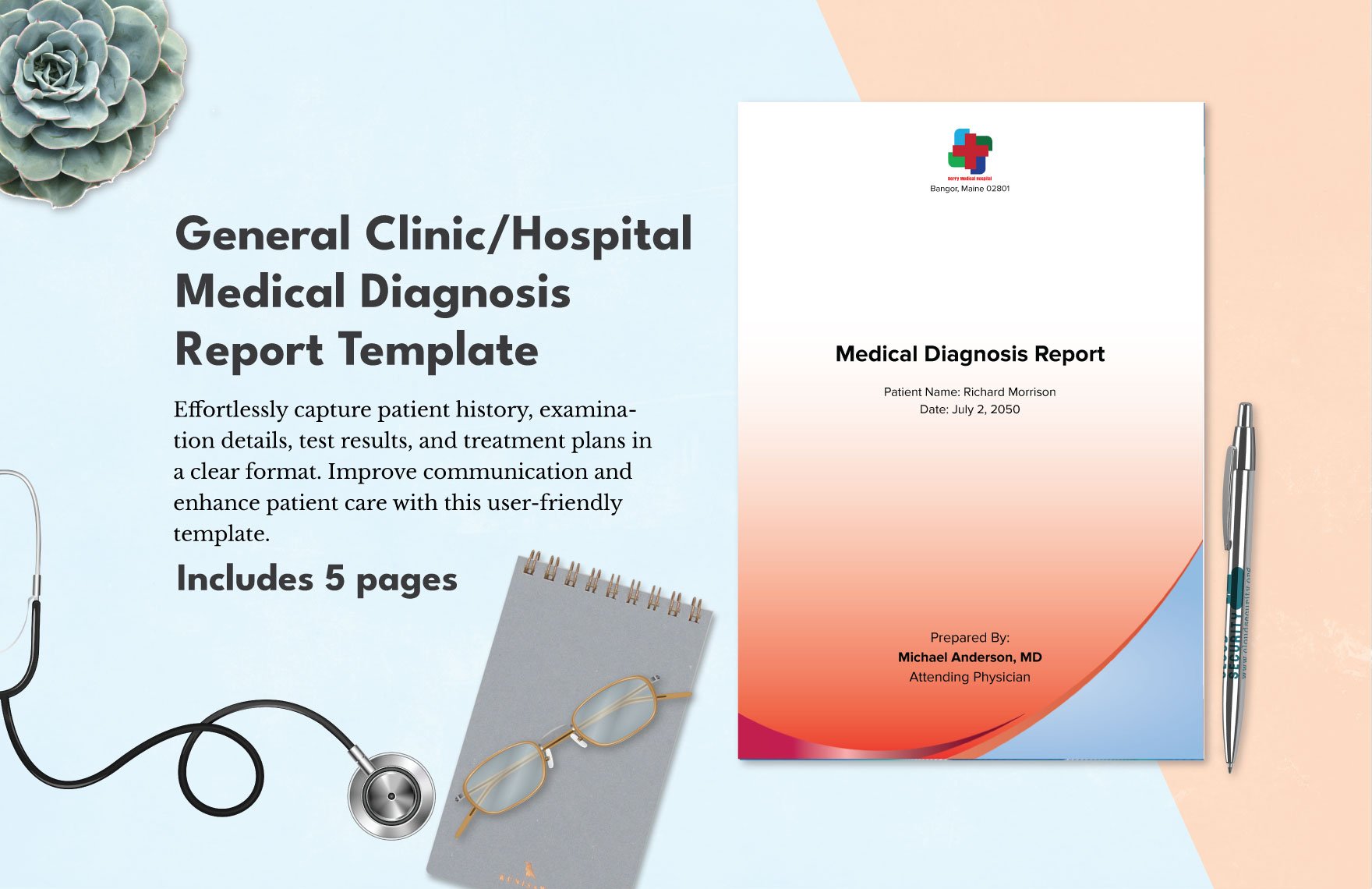 General Clinic/Hospital Medical Diagnosis Report Template