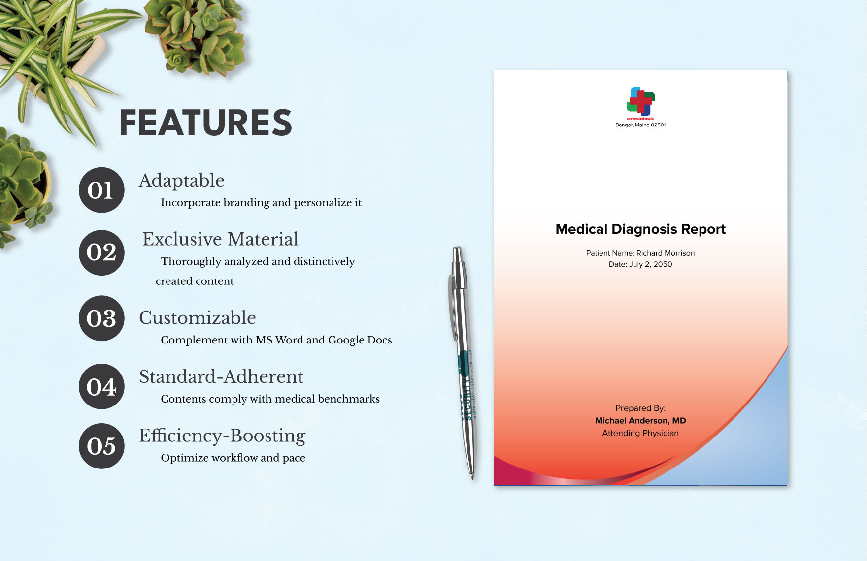 General Clinic/Hospital Medical Diagnosis Report Template