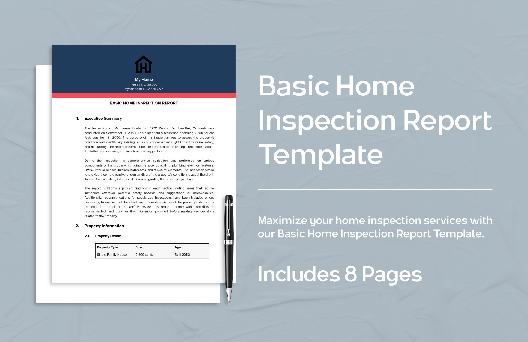 Basic Home Inspection Report Template in Word, Google Docs, PDF