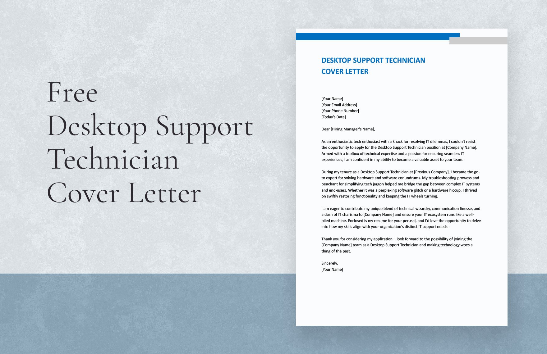 Desktop Support Technician Cover Letter in Word, Google Docs