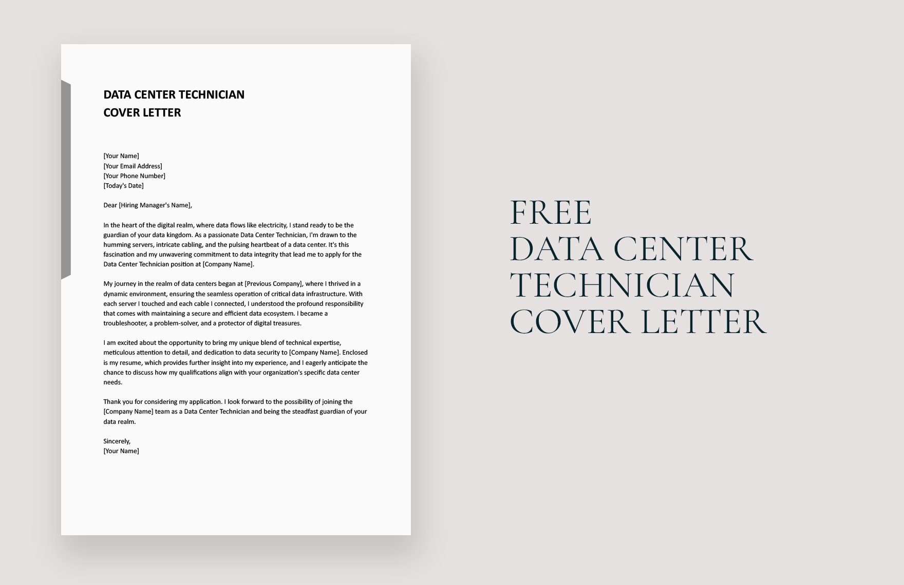 Data Center Technician Cover Letter