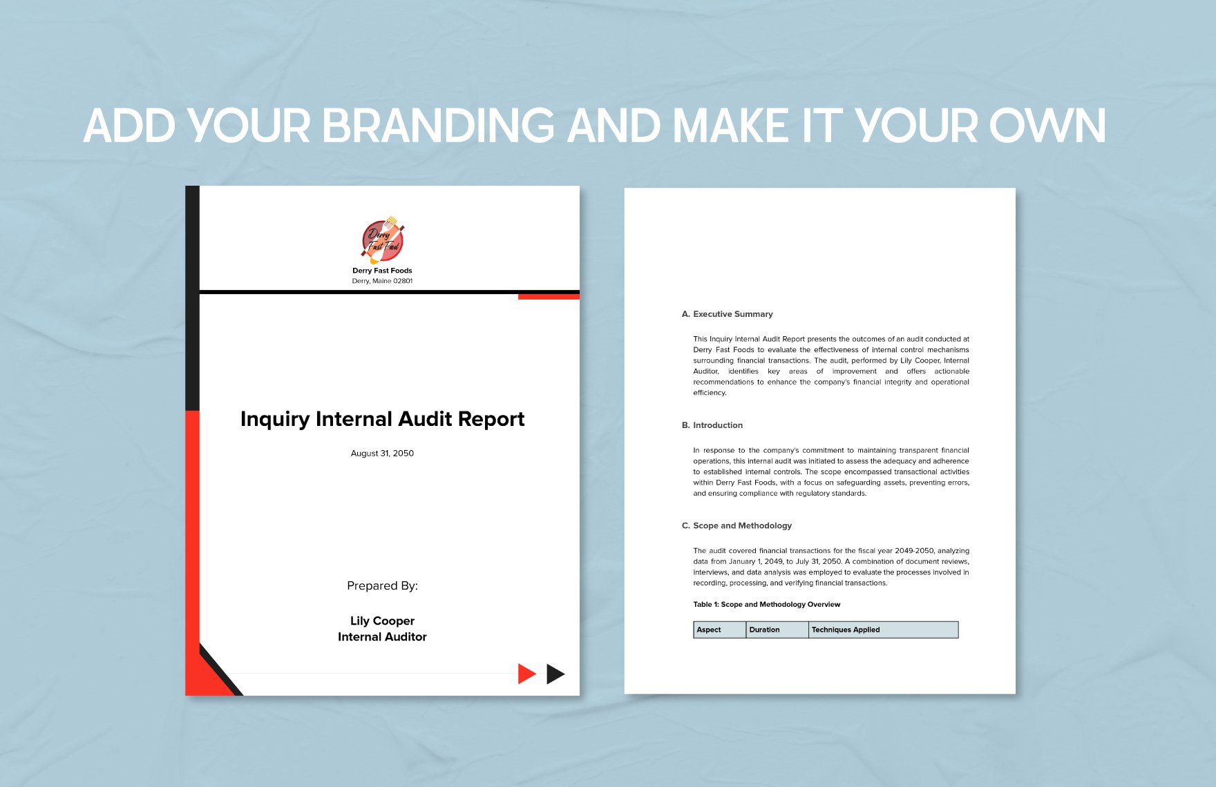 Inquiry Internal Audit Report Template