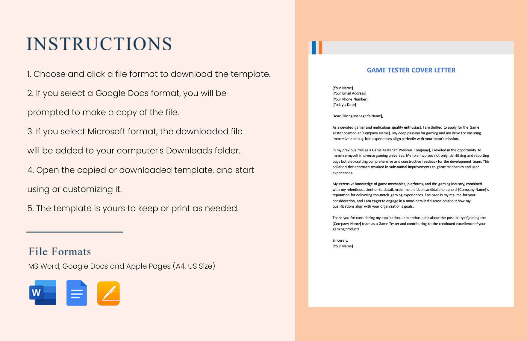 Free Game Tester Cover Letter - Download in Word, Google Docs, PDF