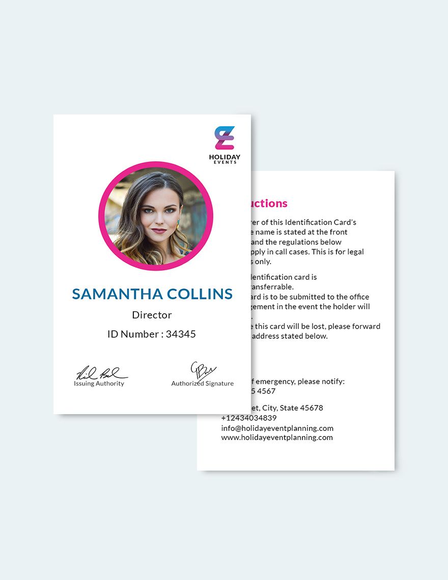 Event Planner ID Card Template