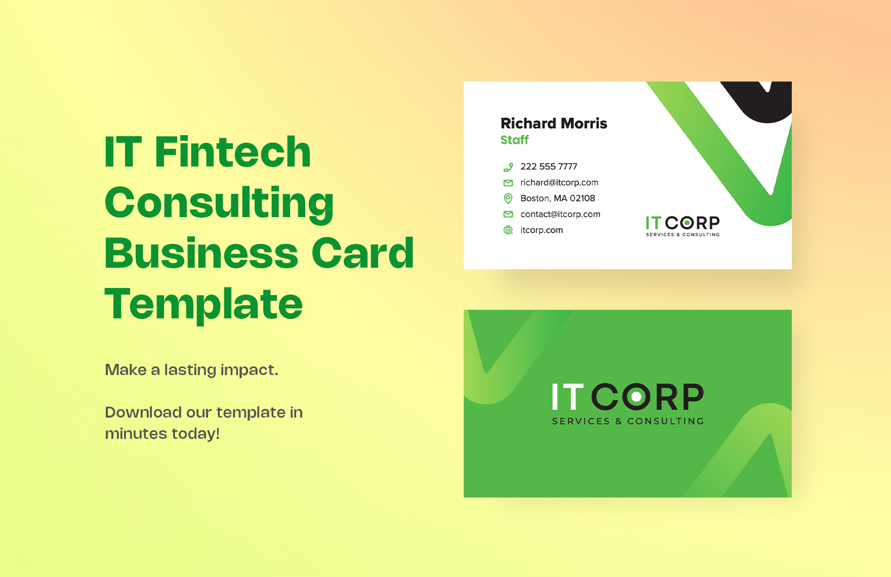 IT Fintech Consulting Business Card Template