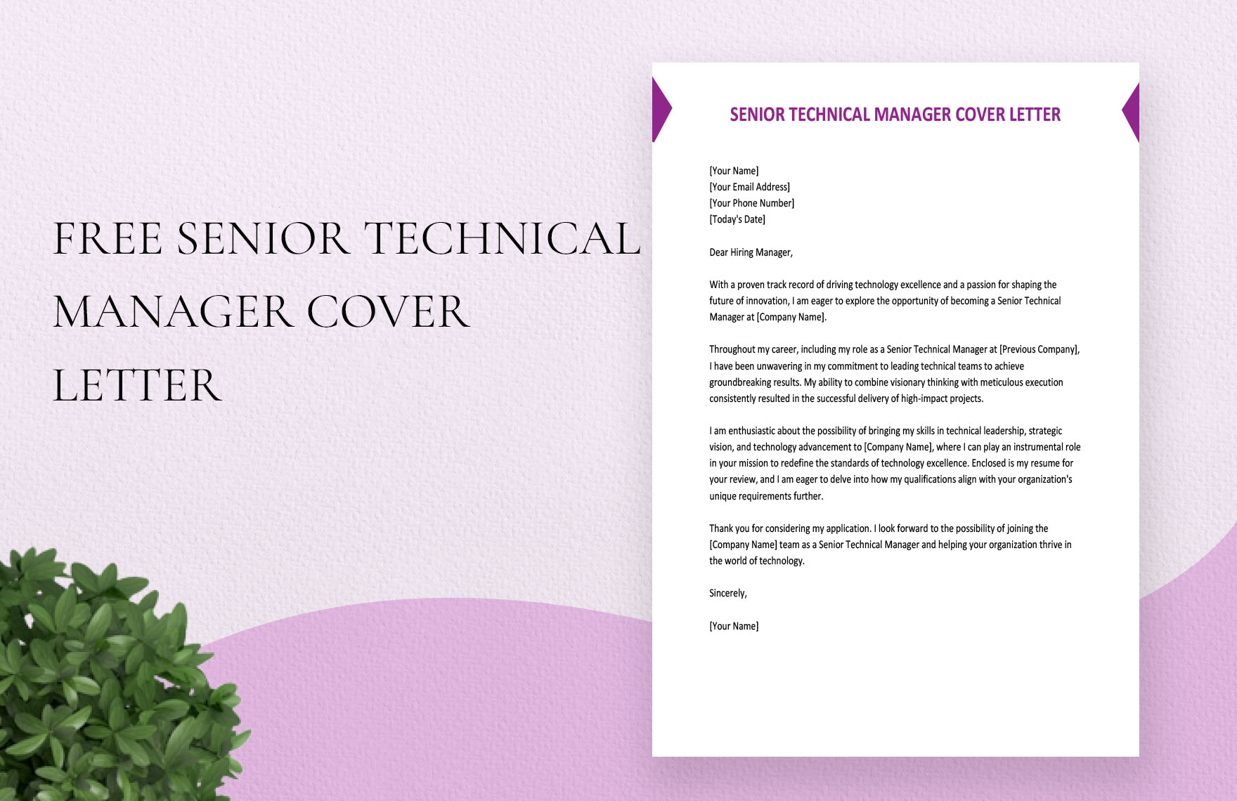 Senior Technical Manager Cover Letter