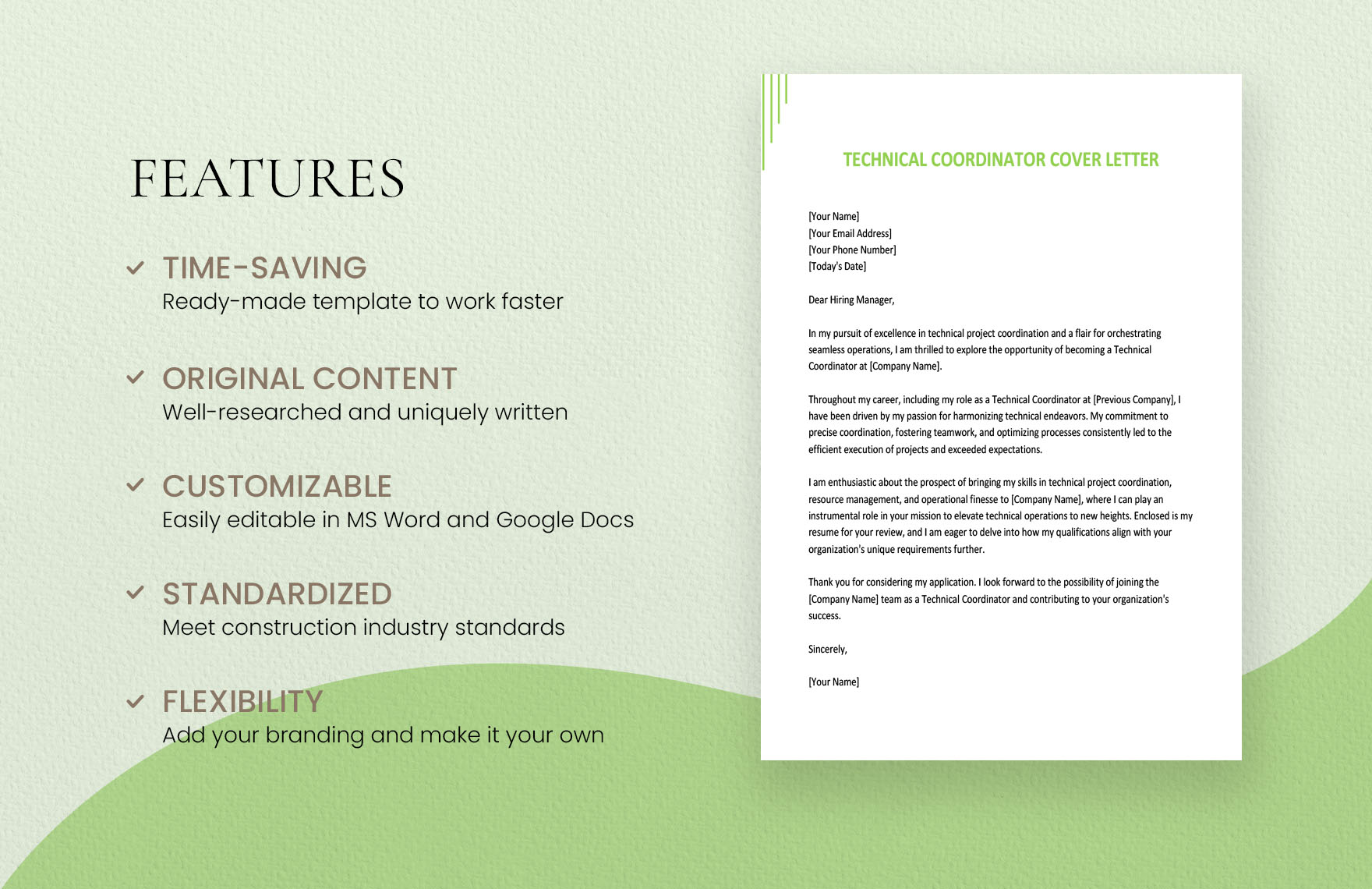 Technical Coordinator Cover Letter