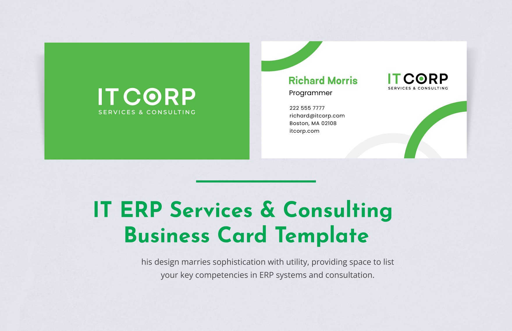 IT ERP Services & Consulting Business Card Template