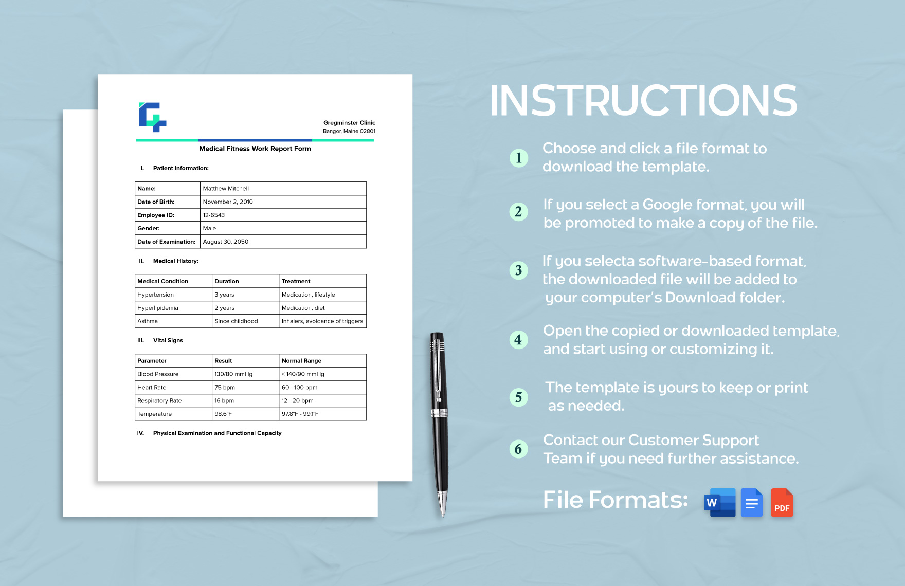  Sample Medical Fitness Work Report Form Template