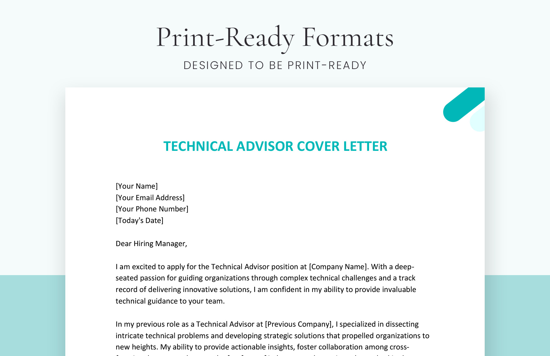 Technical Advisor Cover Letter